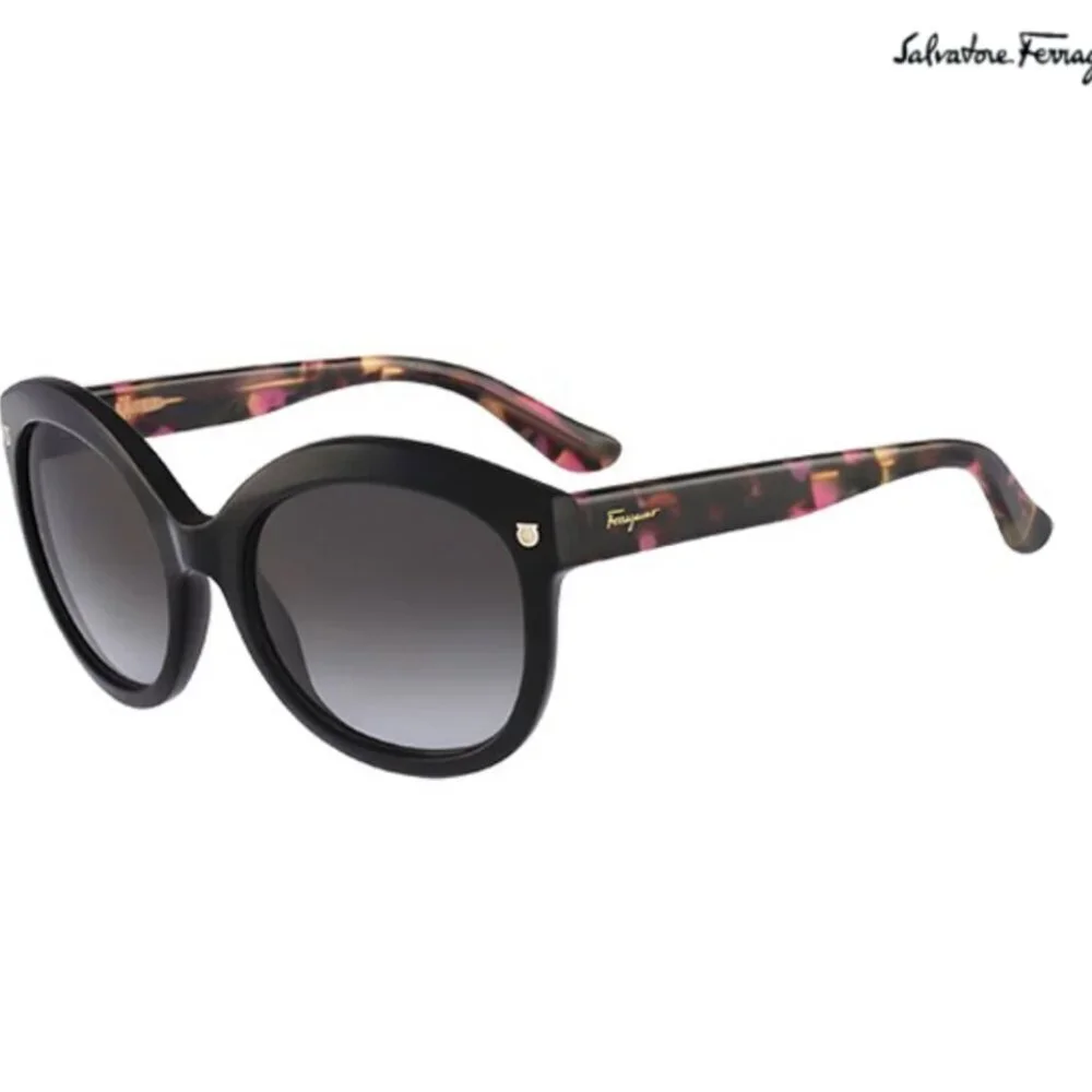 Salvatore Ferragamo Cat Eye Sunglasses Designer Sun Glasses Black Tortoise Pink